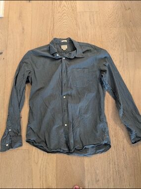 Men's Blue Checked Button-Down Shirt